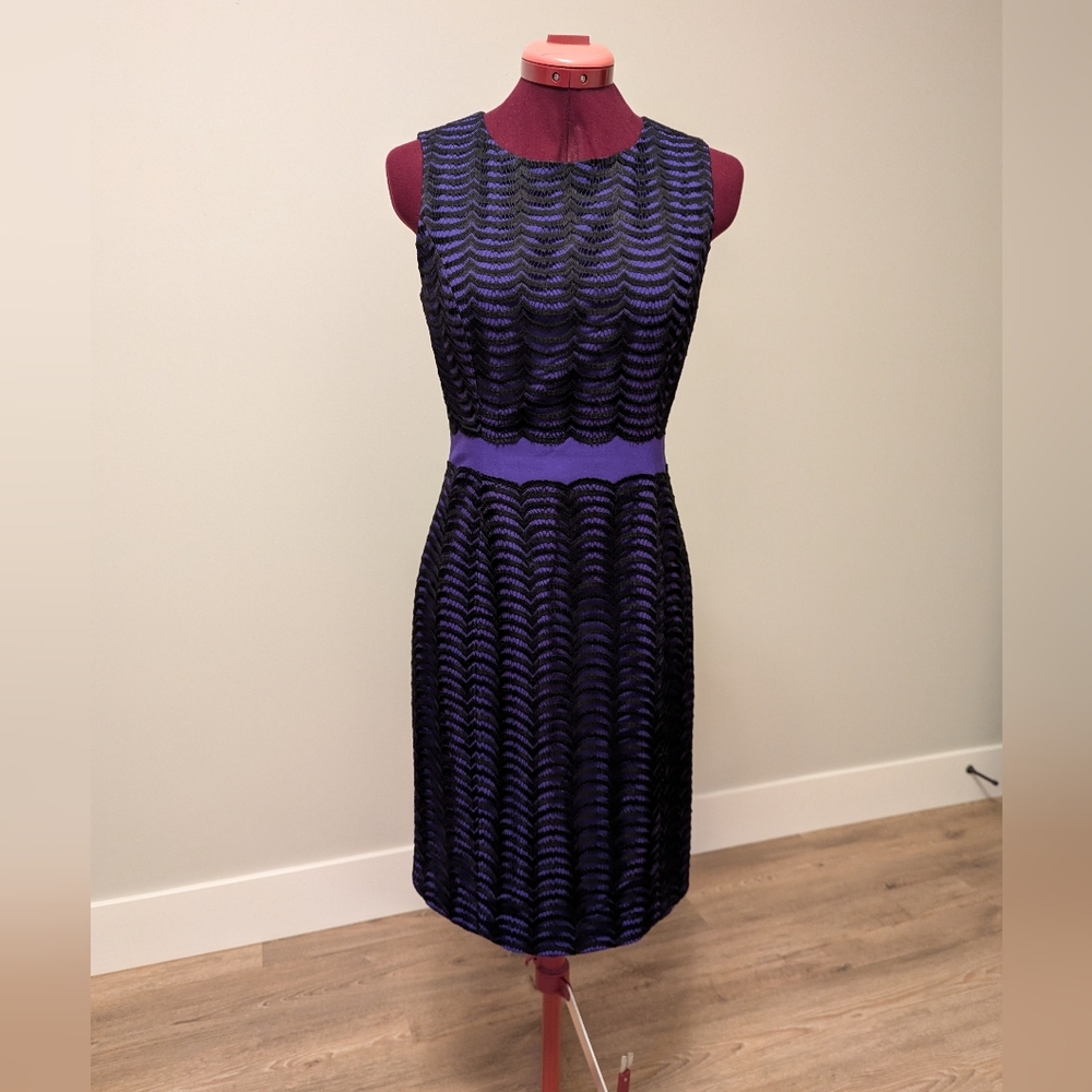 Ivanka Trump Black and Purple Midi Dress